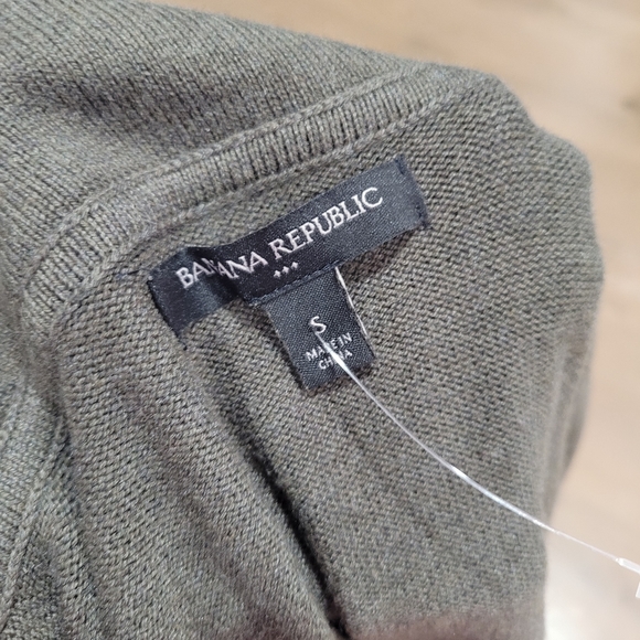 Banana Republic Long Open Cardigan Olive Green Cotton Blend Sleeves Pockets - Picture 3 of 6